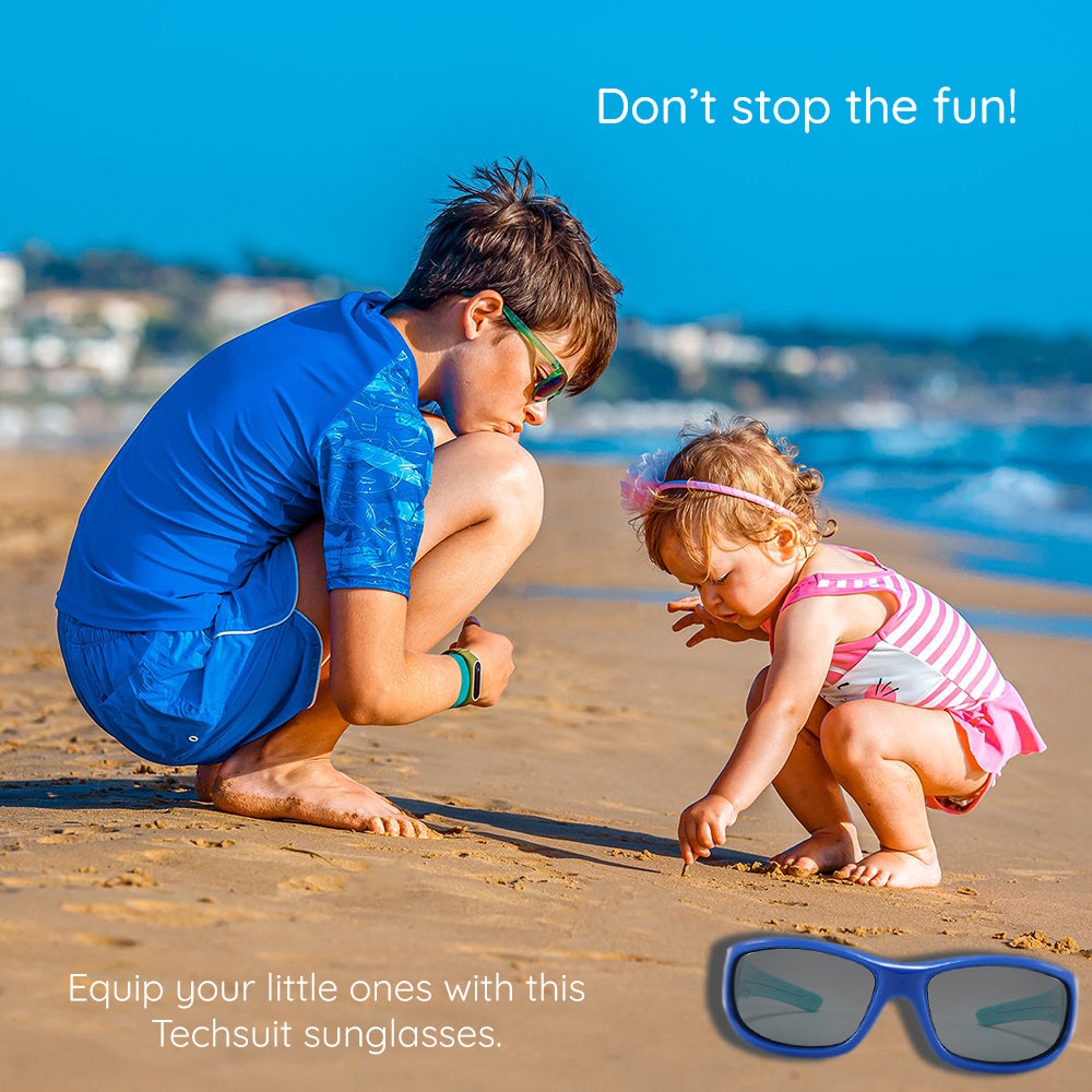 Techsuit Sunglasses Polarised (800-C11), for Kids, Sport Type, Flexible, Bright Black