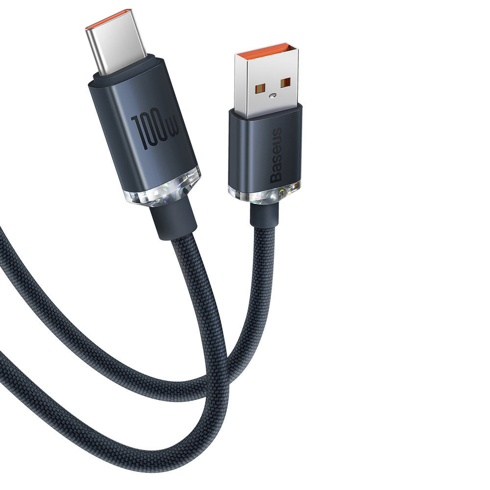 Cablu Baseus Crystal Shine (CAJY000401), USB-C, 100W, 1.2m, Negru