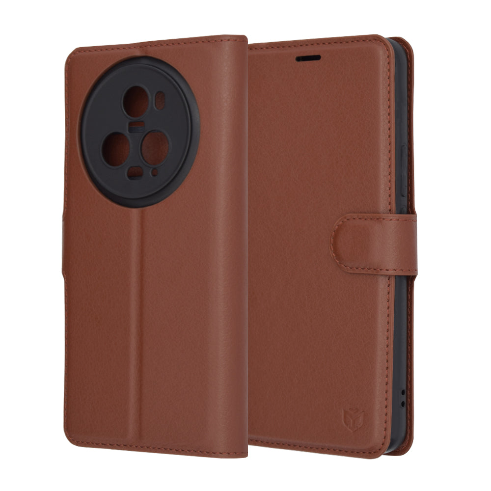 Husa de protectie Techsuit Leather Folio compatibil cu Honor Magic5 Pro, Maro