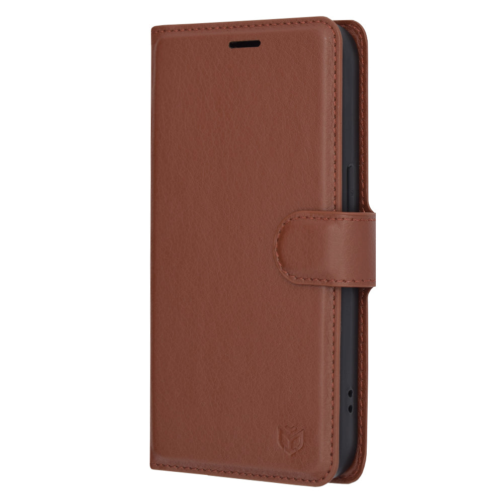 Husa de protectie Techsuit Leather Folio compatibil cu iPhone 14 Pro, Maro