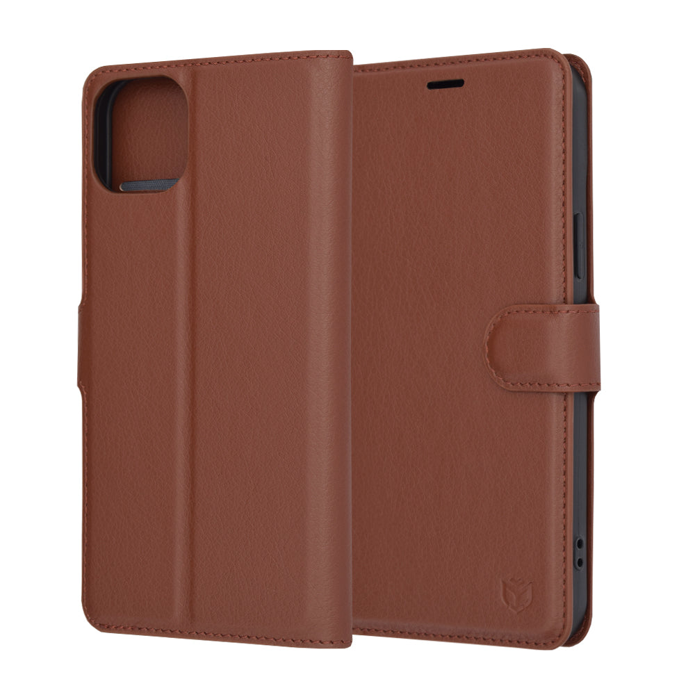Husa de protectie Techsuit Leather Folio compatibil cu iPhone 15 Plus, Maro