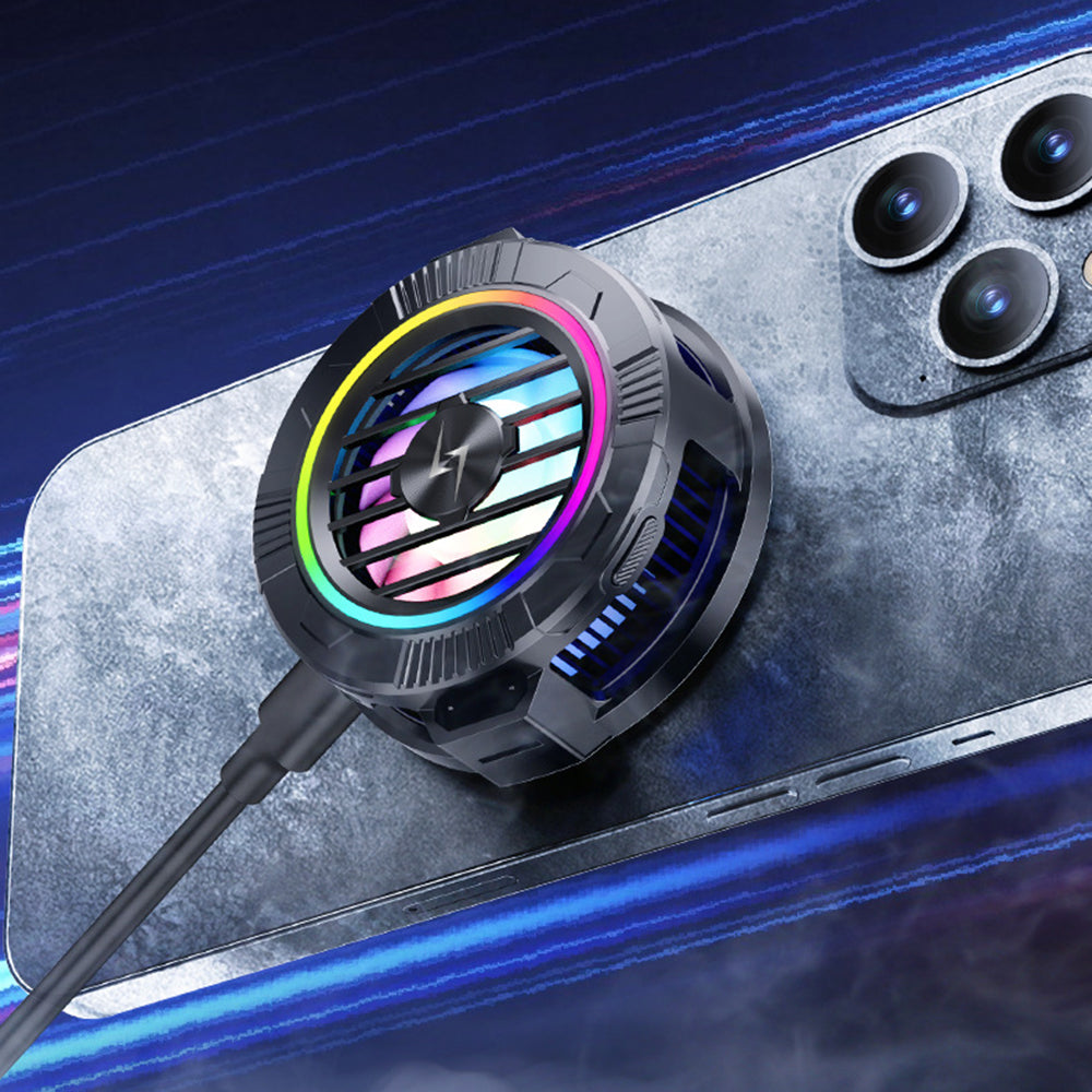 Accesoriu gaming Techsuit Phone Cooler (P66), Magnetic, with RGB Lights, Detachable Clip, for iOS and Android, Negru