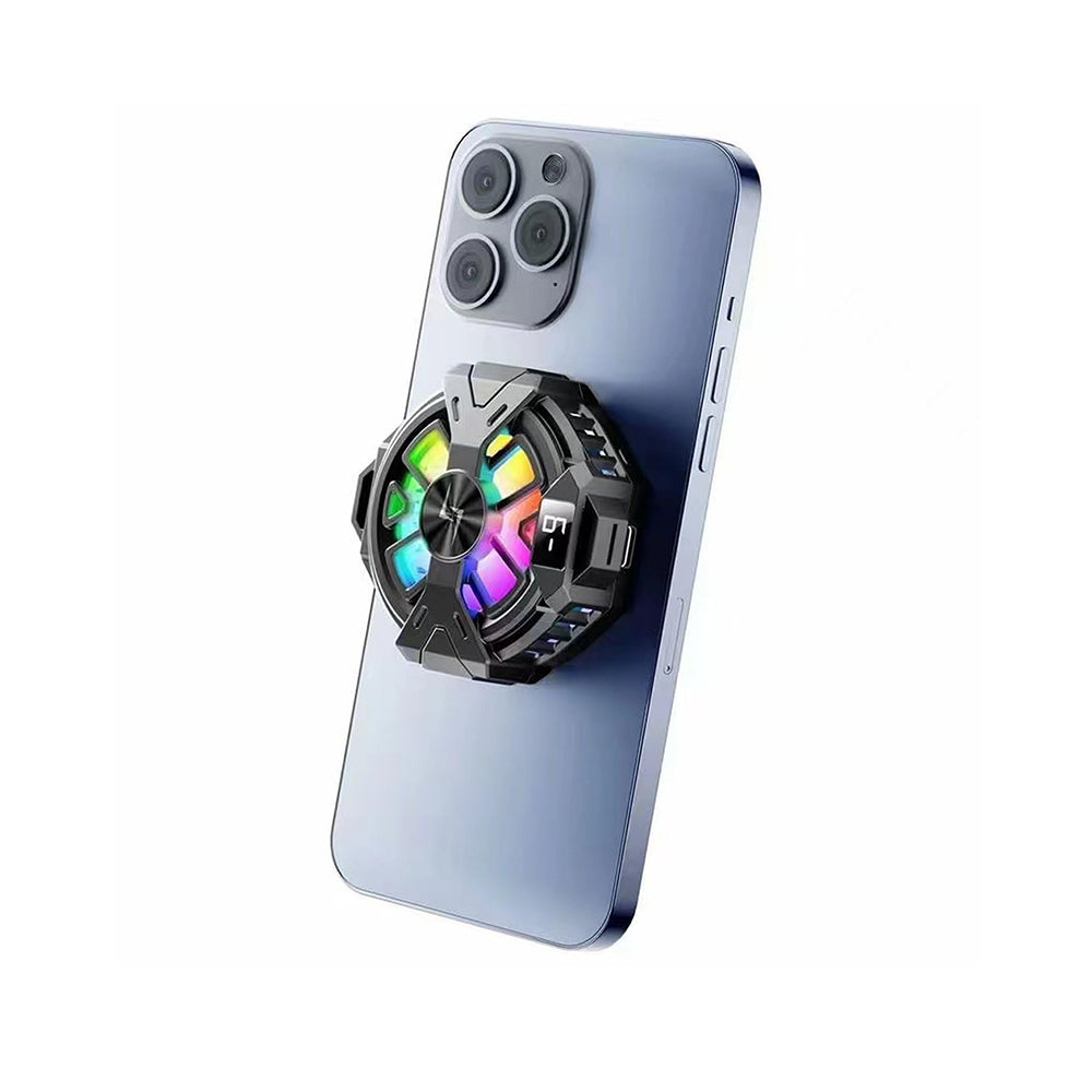 Accesoriu gaming Techsuit Phone Cooler (P60), Magnetic, RGB Lights, Temperature Display, Low Noise, Two Speeds, for iOS and Android, Negru