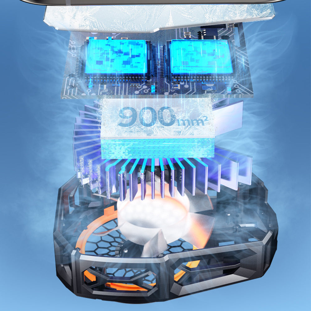 Accesoriu gaming Techsuit Phone Cooler (SL16), with Gear Button, Temperature Display, Silicone Clamping Arm, Two Speeds, Universal, Negru