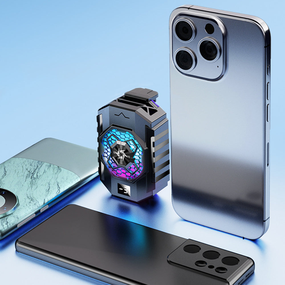 Accesoriu gaming Techsuit Phone Cooler (SL31), with Digital Display, Gear Button, Lights, Fast Cooling, Negru