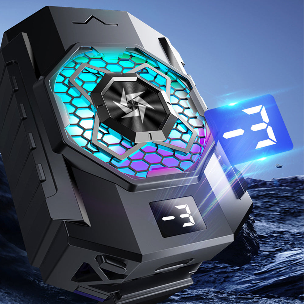 Accesoriu gaming Techsuit Phone Cooler (SL31), with Digital Display, Gear Button, Lights, Fast Cooling, Negru