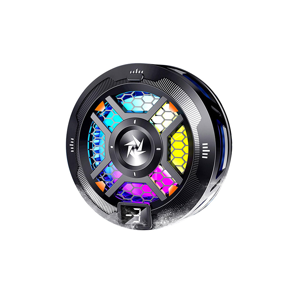 Accesoriu gaming Techsuit Phone Cooler (SL18), Magnetic, Temperature Display, RGB Lights, Fast Cooling, Universal, Negru