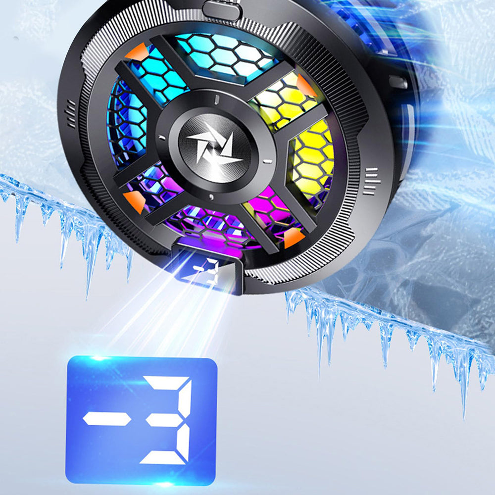 Accesoriu gaming Techsuit Phone Cooler (SL18), Magnetic, Temperature Display, RGB Lights, Fast Cooling, Universal, Negru