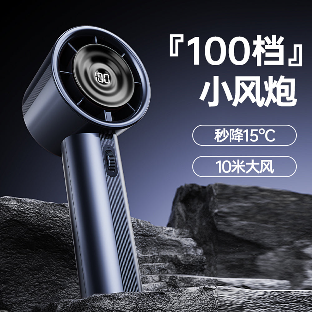Techsuit Handheld Mini Fan (CT-111), Portable, Adjustable, Rechargeable, Digital Display, 10W, Alb