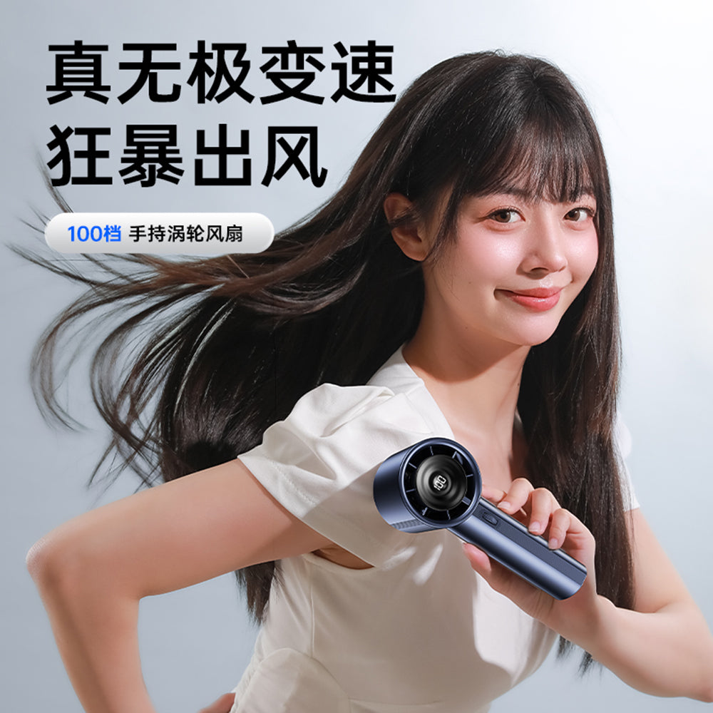 Techsuit Handheld Mini Fan (CT-111), Portable, Adjustable, Rechargeable, Digital Display, 10W, Albastru