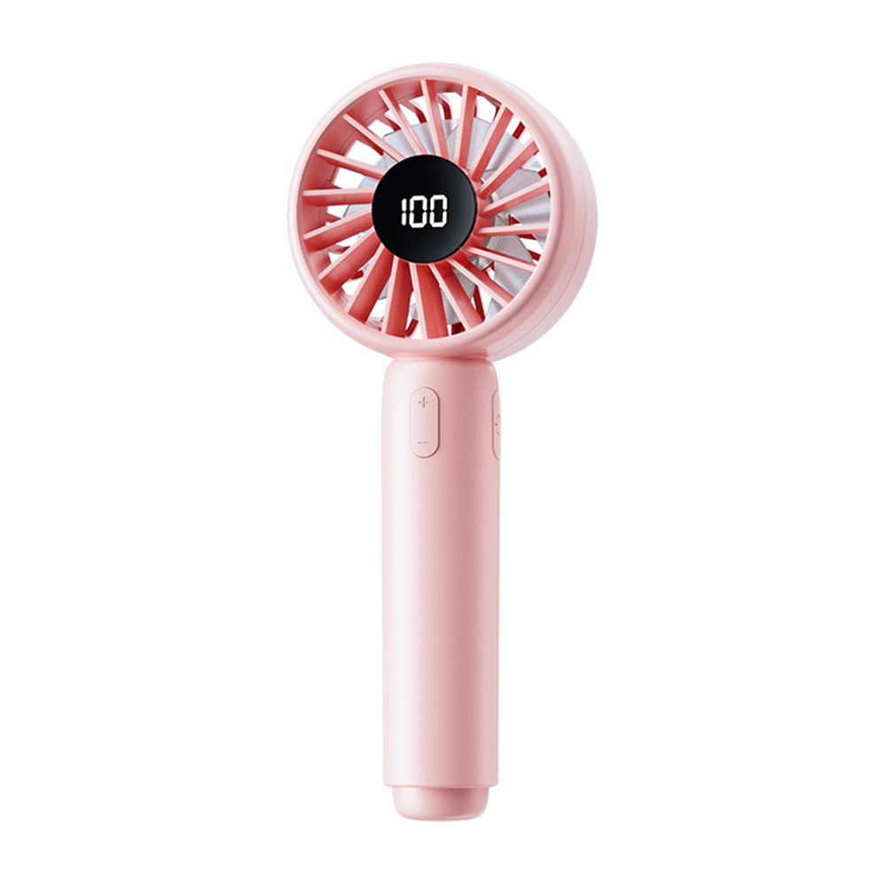 Techsuit Mini Portable Hand Fan (CT-110), with LED Digital Display, USB Rechargeable, High Speed, Roz