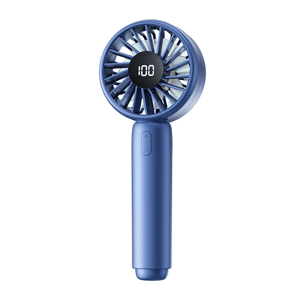 Techsuit Mini Portable Hand Fan (CT-110), with LED Digital Display, USB Rechargeable, High Speed, Albastru
