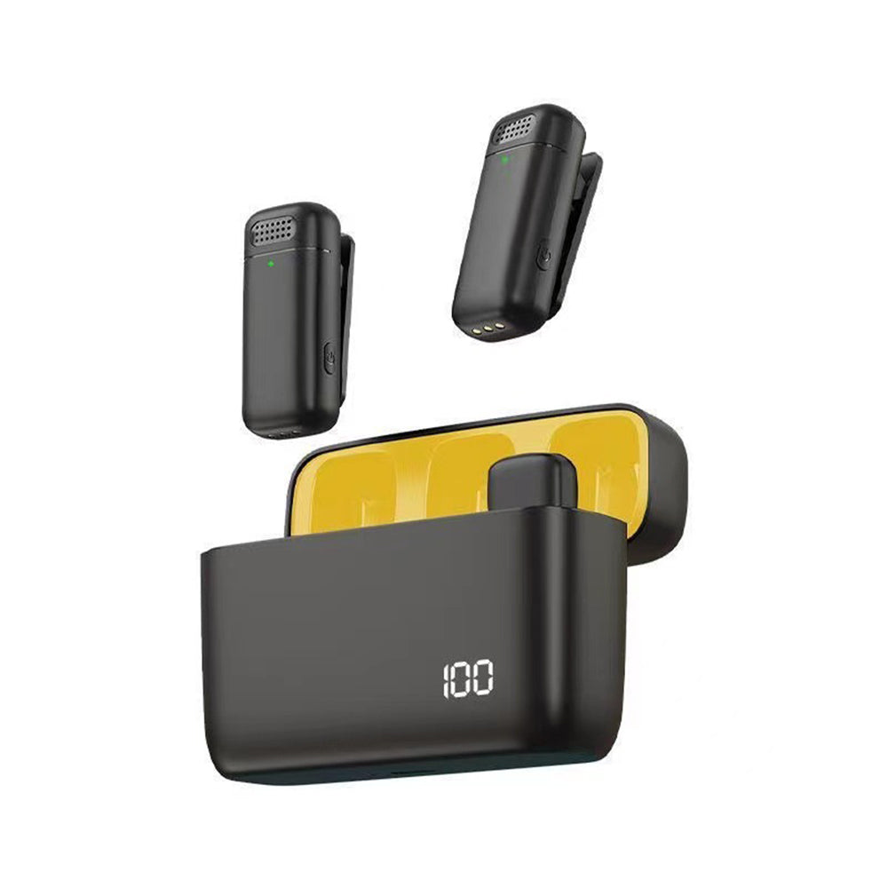 Casti Techsuit (set de 2) Lavalier Wireless (LW3), with Receiver, Lightning, Noise Reduction, 70mAh, Plug and Play, Negru