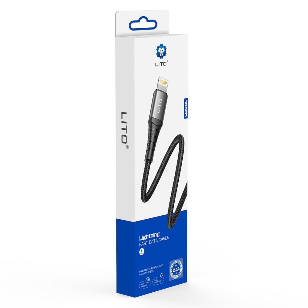 Cablu Lito (LD08L), USB-A to Lightning, Fast Charging, 2.4A, 1m, Negru