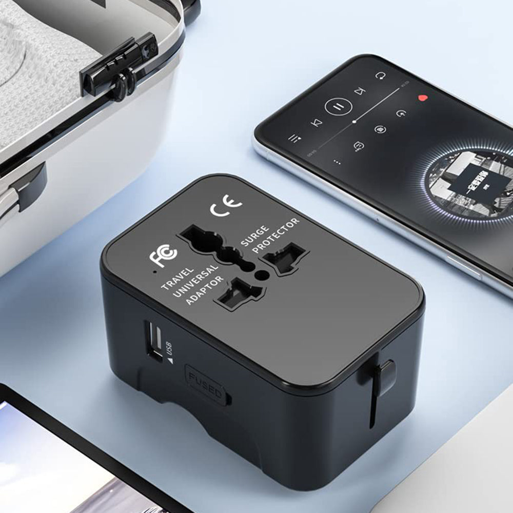 Incarcator Techsuit Travel Adapter (HHT202-2C), 2 x USB-C, EU, UK, AUS, US, Alb