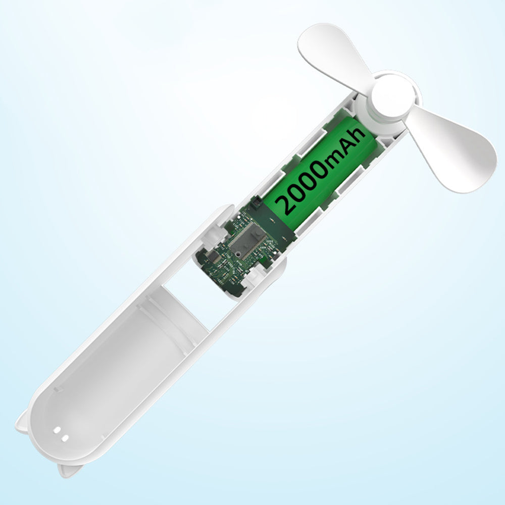 Techsuit Mini Portable Hand Fan (HZ001), 2000mAH, USB Rechargeable, 3 Speeds Adjustable, Verde