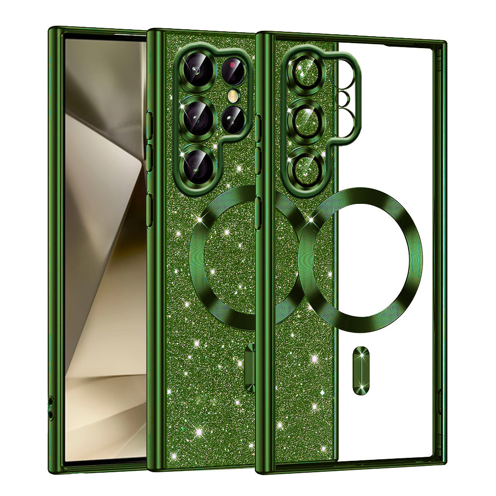 Husa de protectie Techsuit Luxury Glitter MagSafe compatibil cu Samsung Galaxy S22 Ultra 5G, Verde