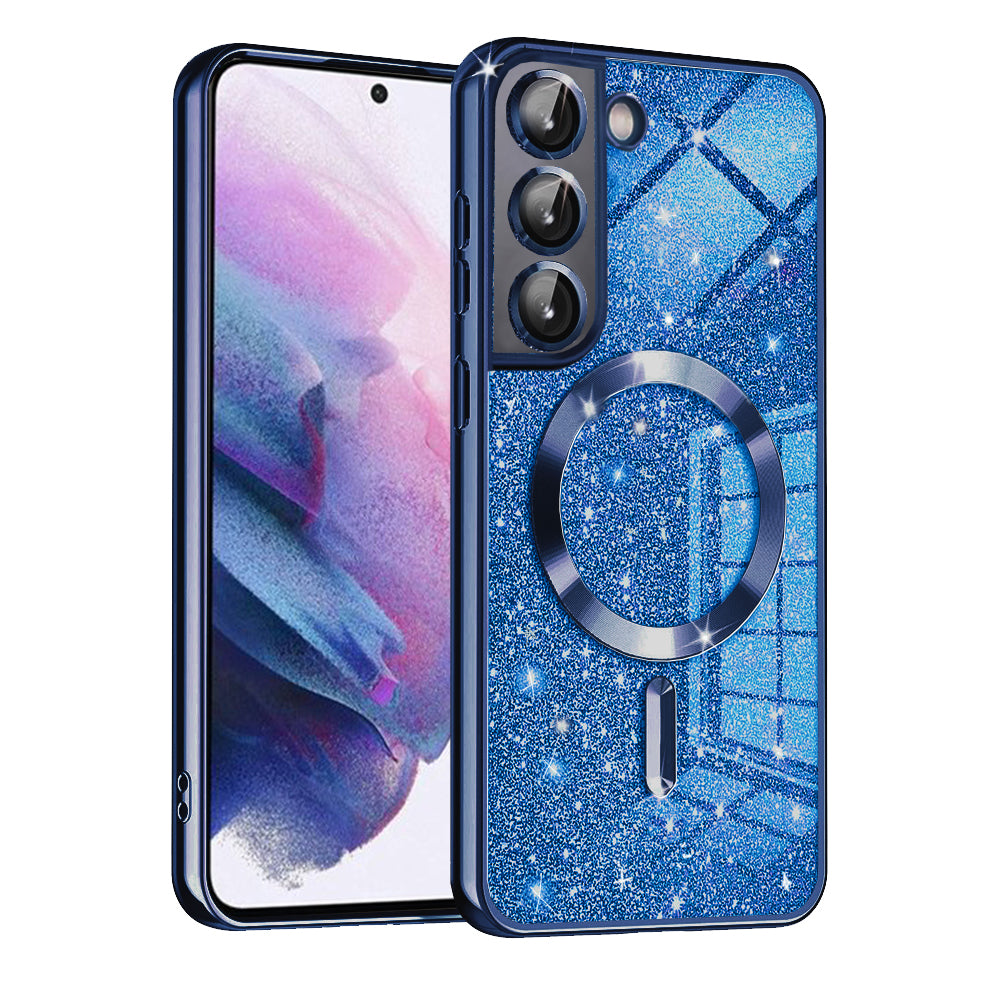 Husa de protectie Techsuit Luxury Glitter MagSafe compatibil cu Samsung Galaxy S21 FE 5G, Albastru