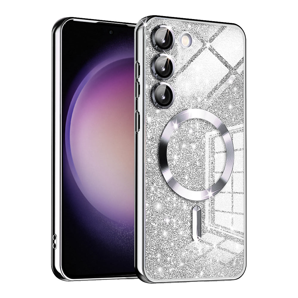 Husa de protectie Techsuit Luxury Glitter MagSafe compatibil cu Samsung Galaxy S23 Plus, Argintiu