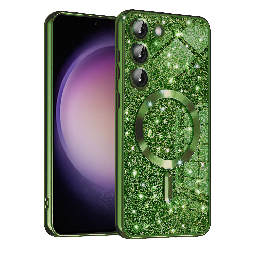 Husa de protectie Techsuit Luxury Glitter MagSafe compatibil cu Samsung Galaxy S23 Plus, Deep Green