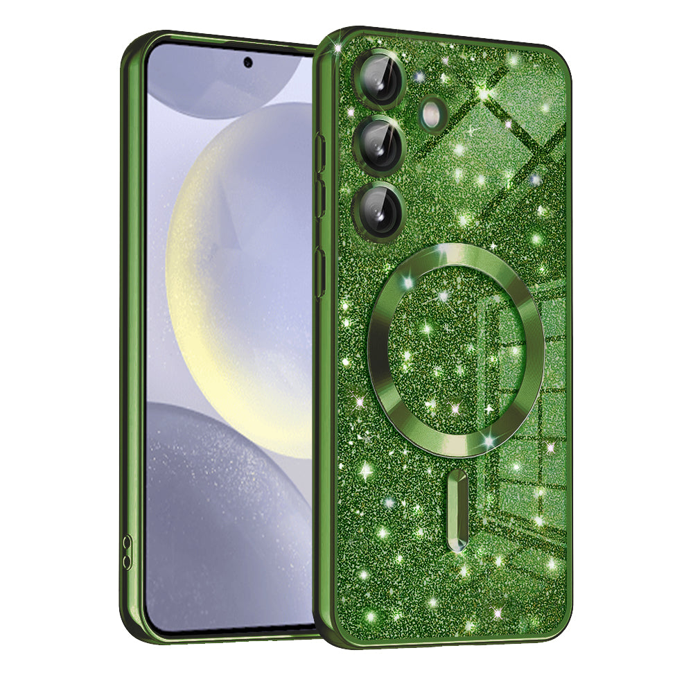 Husa de protectie Techsuit Luxury Glitter MagSafe compatibil cu Samsung Galaxy S24, Deep Green