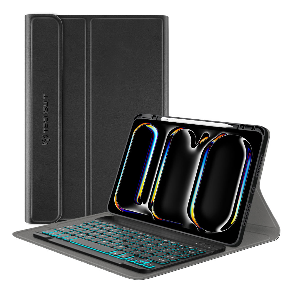 Husa de protectie tableta Techsuit CozyTab Case (with Pencil Holder/RGB Wireless Magnetic Keyboard) compatibil cu iPad Pro 11 (2024) / iPad Pro 11 (2025) - Black