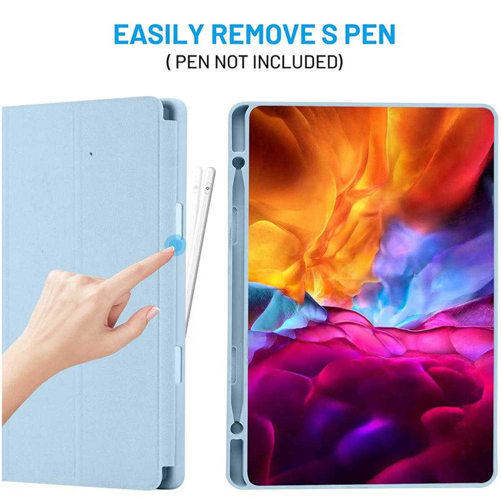 Husa de protectie tableta Techsuit Flex Trifold (with Pencil Holder) compatibil cu Samsung Galaxy Tab S6 Lite (2020/2022/2024), Albastru Cer