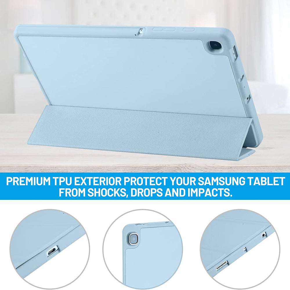 Husa de protectie tableta Techsuit Flex Trifold (with Pencil Holder) compatibil cu Samsung Galaxy Tab S6 Lite (2020/2022/2024), Albastru Cer