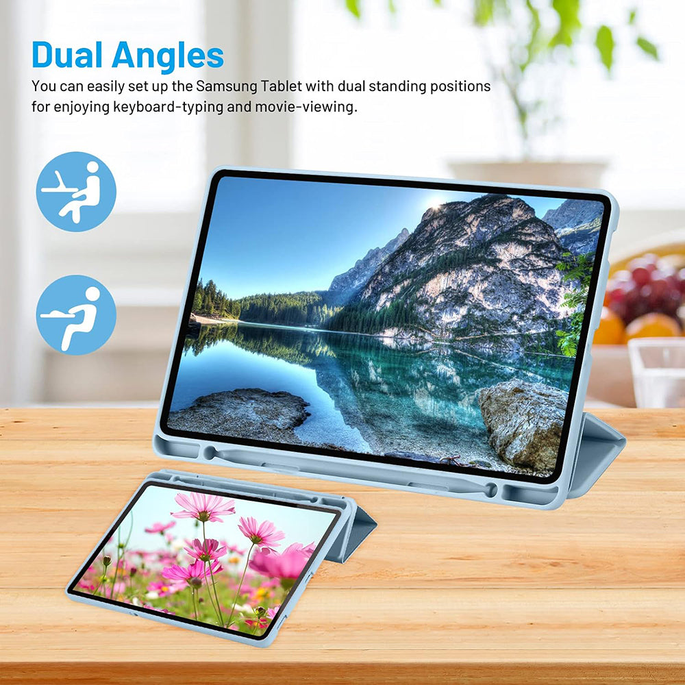 Husa de protectie tableta Techsuit Flex Trifold (with Pencil Holder) compatibil cu Samsung Galaxy Tab S6 Lite (2020/2022/2024), Albastru Cer