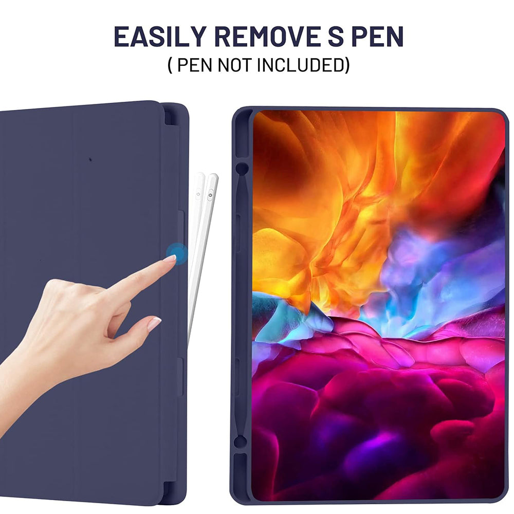 Husa de protectie tableta Techsuit Flex Trifold (with Pencil Holder) compatibil cu Samsung Galaxy Tab S6 Lite (2020/2022/2024), Albastru Inchis