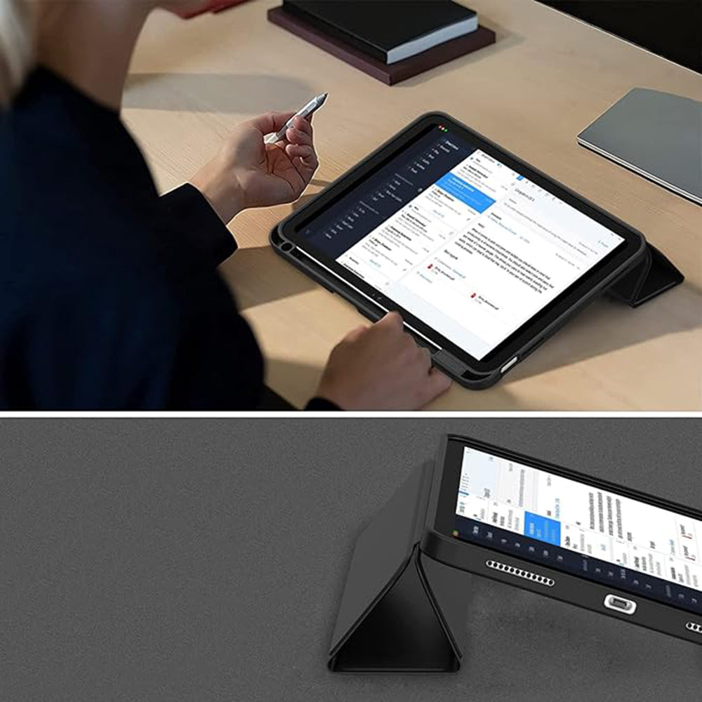 Husa de protectie tableta Techsuit Flex Trifold (with Pencil Holder) compatibil cu iPad 10 (2022) 10.9 / 11 (2025), Roz