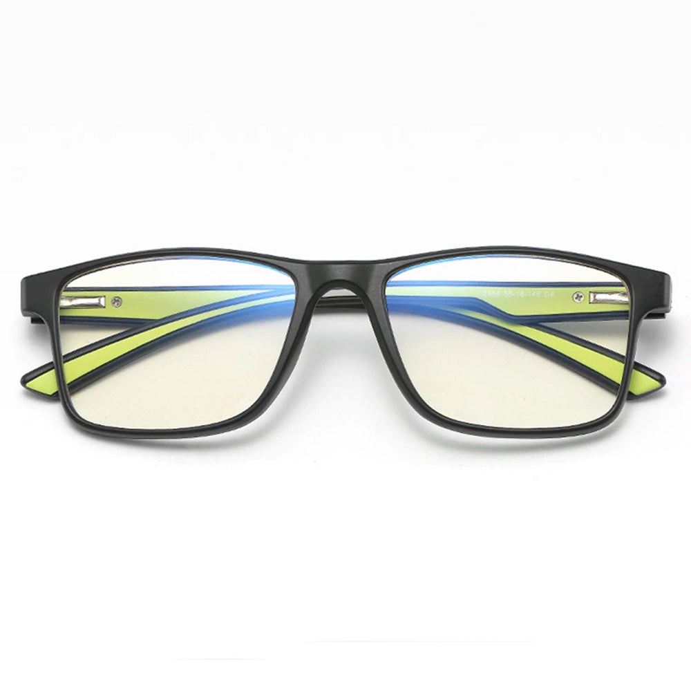 Techsuit Anti-Blue Light Glasses Reflex TR90 (F2388), Rectangular, Nisipiu Black / Green