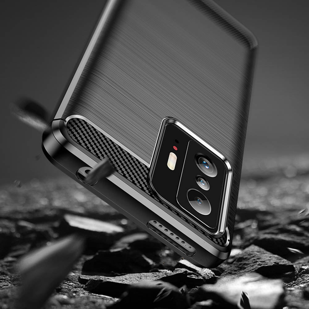 Husa de protectie Techsuit Carbon Silicone compatibil cu Xiaomi 11T / 11T Pro, Negru