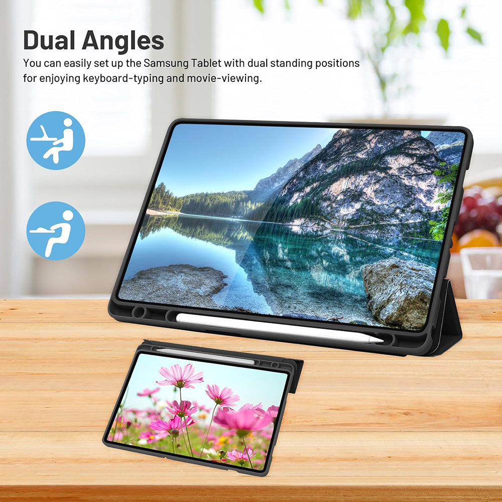Husa de protectie tableta Techsuit Flex Trifold (with Pencil Holder) compatibil cu Samsung Galaxy Tab A9 Plus, Gri