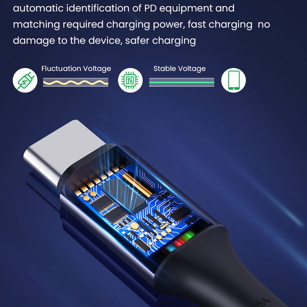 Cablu Techsuit (PCB018), Type-C to Type-C, Super Fast Charging, PD100W, 480Mbps, Nylon, Aluminum Alloy, 1m, Negru