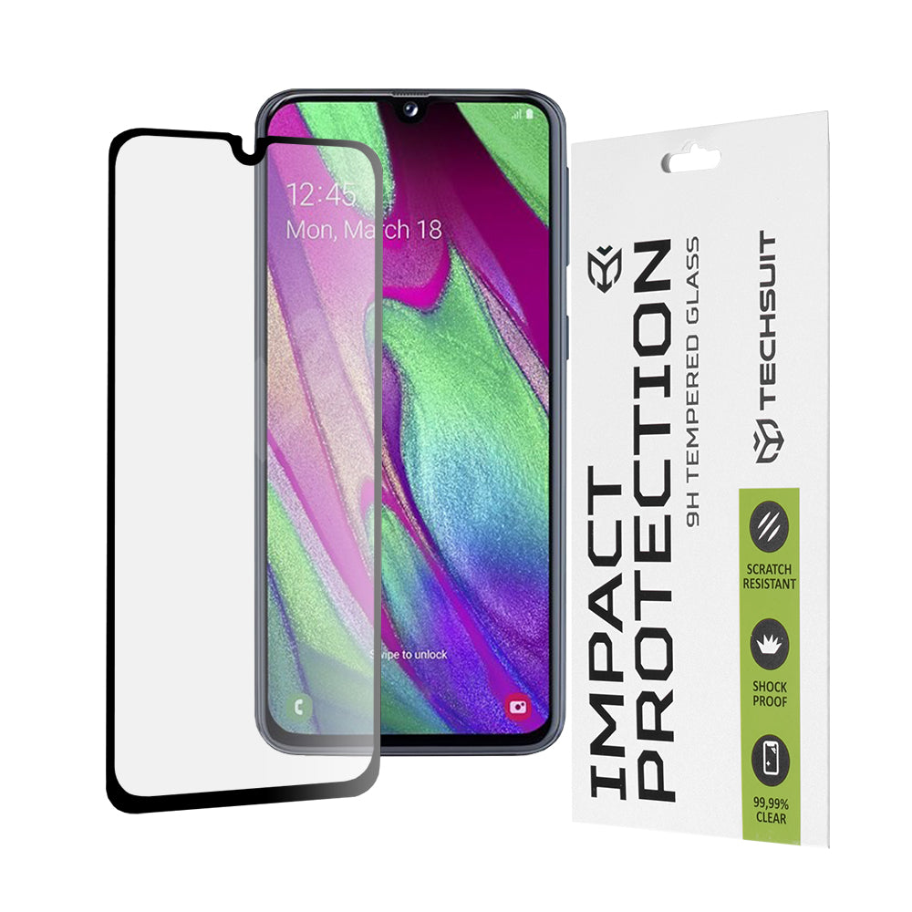 Folie de protectie Techsuit 111D Full Cover / Full Glue Glass compatibil cu Samsung Galaxy A40, Negru