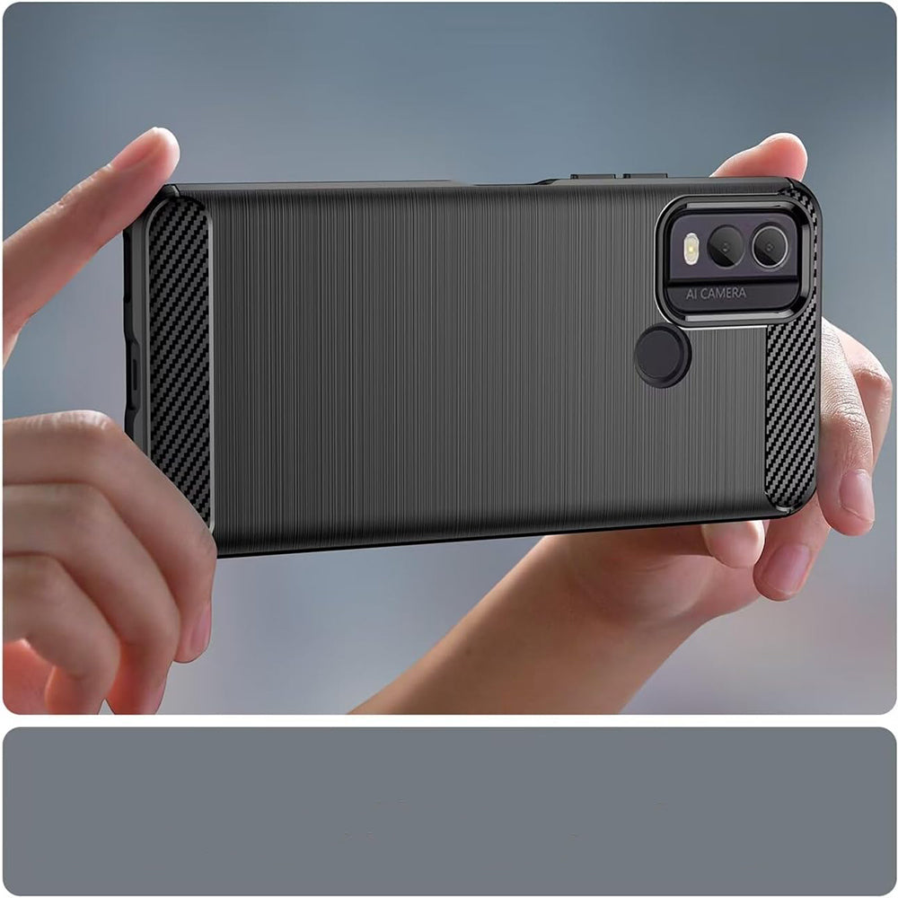 Husa de protectie Techsuit Carbon Silicone compatibil cu Nokia C22, Negru