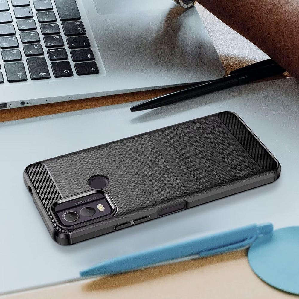 Husa de protectie Techsuit Carbon Silicone compatibil cu Nokia C22, Negru