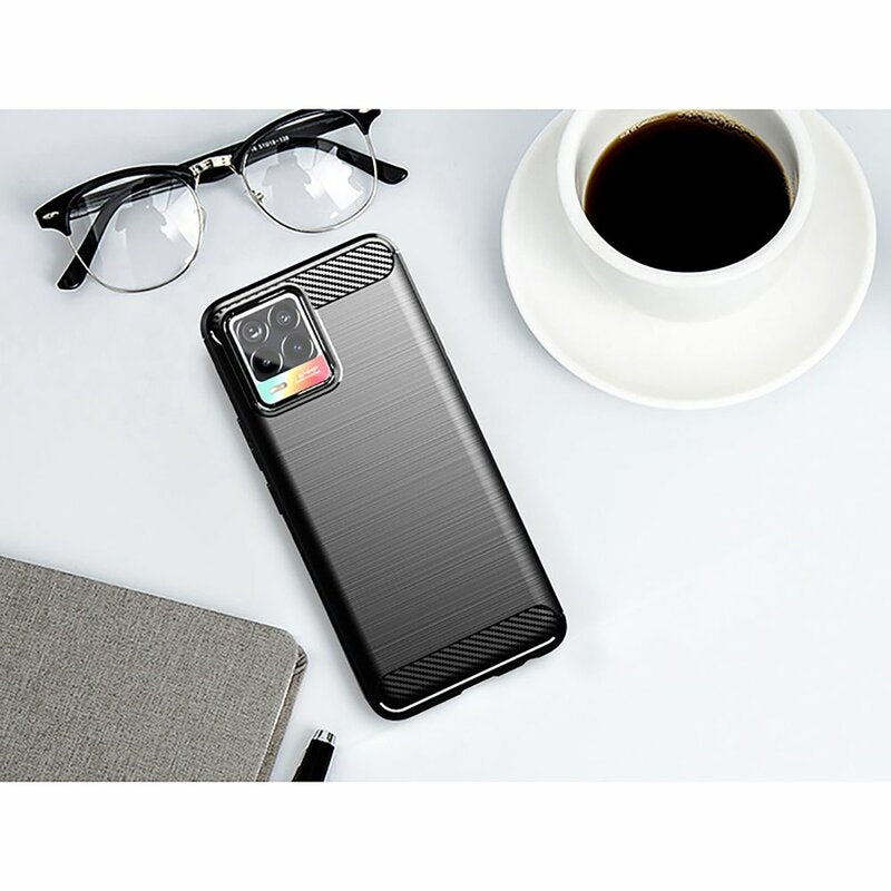 Husa de protectie Techsuit Carbon Silicone compatibil cu Realme 8 4G / 8 Pro 4G, Negru