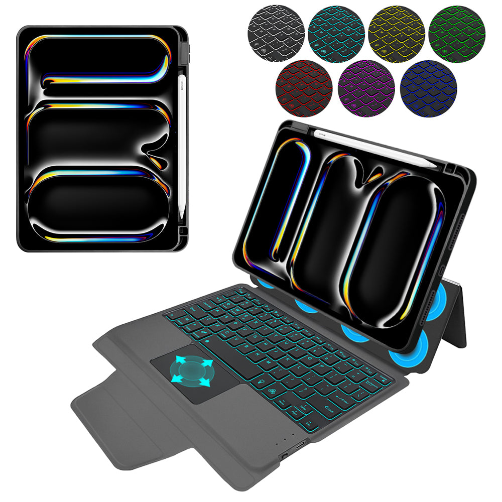 Husa de protectie tableta Techsuit KeyTab Pro + Screen Protector (with RGB Wireless Keyboard/Stylus Pen Holder) compatibil cu iPad Pro 11 (2024) / iPad Pro 11 (2025) - Black