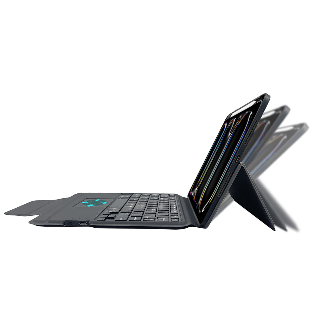 Husa de protectie tableta Techsuit KeyTab Pro + Screen Protector (with RGB Wireless Keyboard/Stylus Pen Holder) compatibil cu iPad Pro 11 (2024) / iPad Pro 11 (2025) - Black