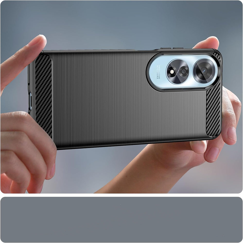 Husa de protectie Techsuit Carbon Silicone compatibil cu Oppo A60 4G, Negru