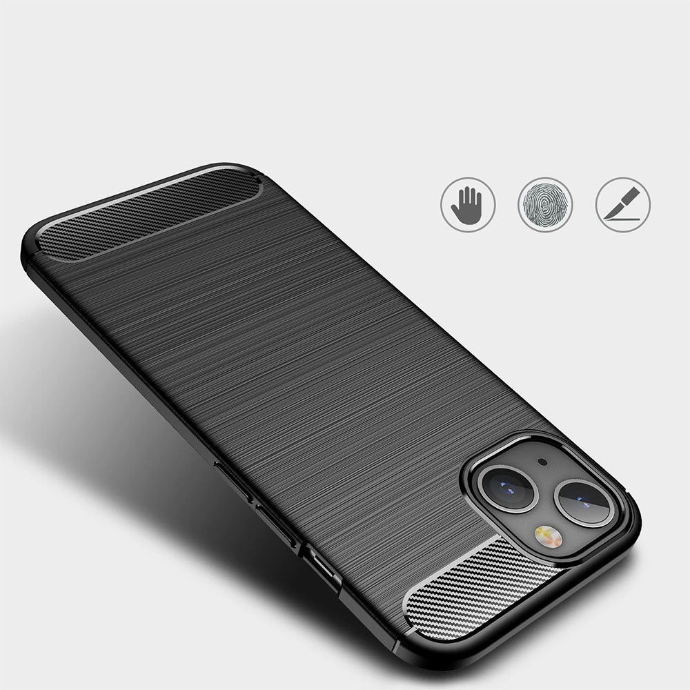 Husa de protectie Techsuit Carbon Silicone compatibil cu iPhone 13, Negru