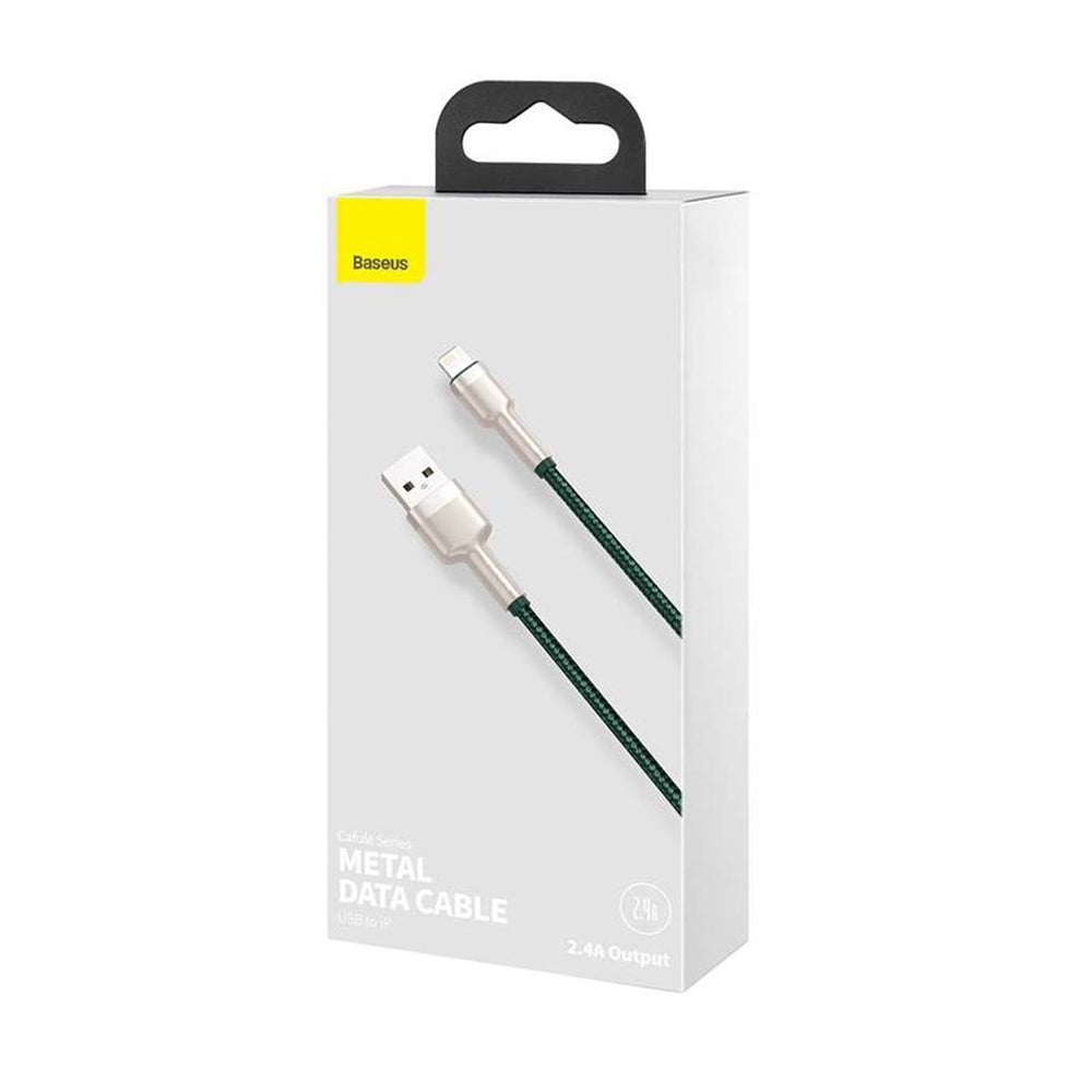 Cablu Baseus Cafule Series Metal (CALJK-A06), USB to Lightning, 2.4A, 480Mbps, 1m, Verde