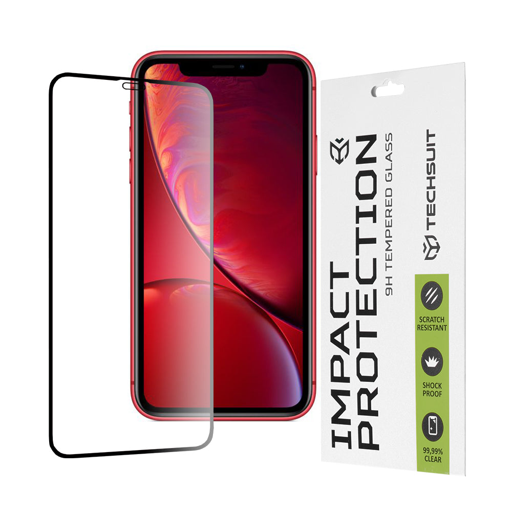 Folie de protectie Techsuit 111D Full Cover / Full Glue Glass compatibil cu iPhone 11 / iPhone XR, Negru
