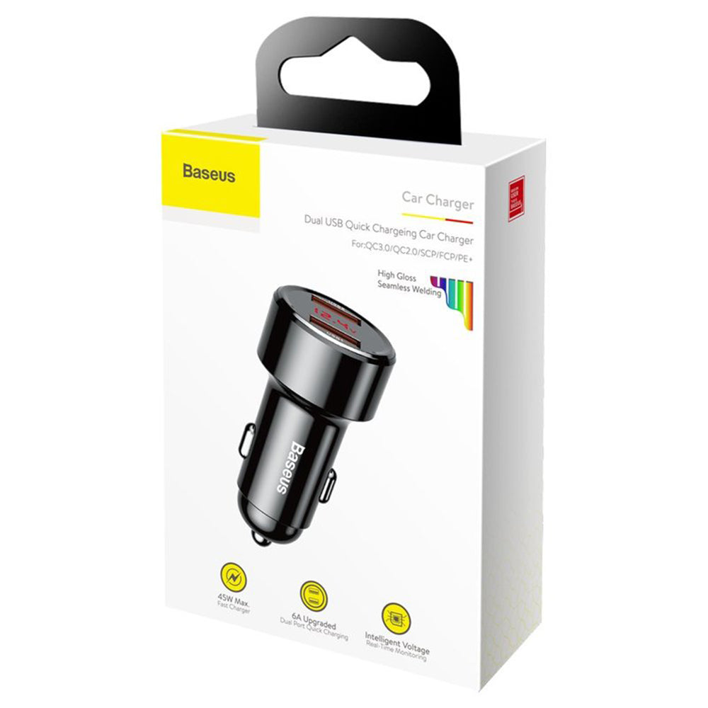 Incarcator Baseus Car Magic Series (CCMLC20A-01), Fast Charging, 45W, 2x USB, Negru