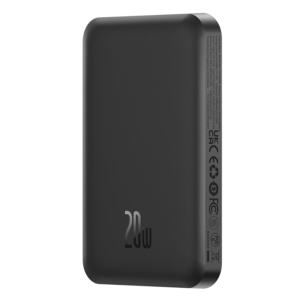 Baterie externa Baseus Mini (P10022107113-00), Type-C, MagSafe Charging, 20W, 5000mAh, with Cable Type-C, 30cm, Negru
