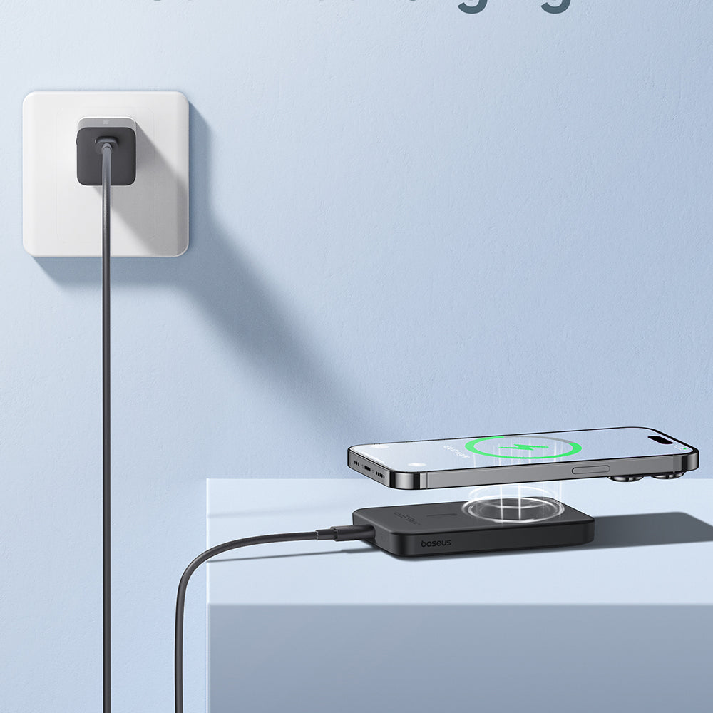 Baterie externa Baseus Mini (P10022107113-00), Type-C, MagSafe Charging, 20W, 5000mAh, with Cable Type-C, 30cm, Negru