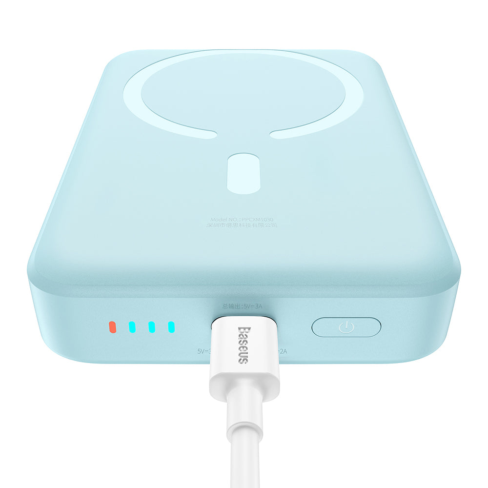 Baterie externa Baseus Mini (PPCX110203), USB-C, MagSafe, 10000mAh, 30W, with Cable Type-C, 30cm, Albastru