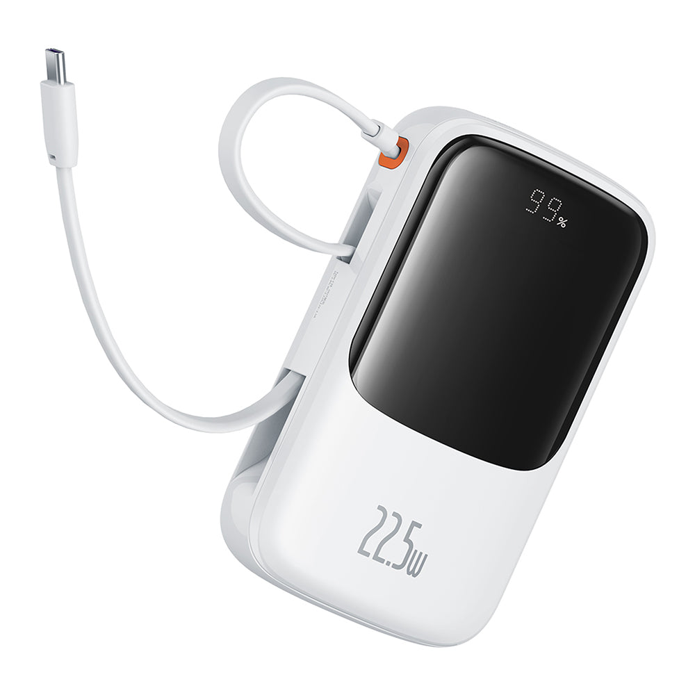 Baterie externa Baseus Qpow Pro+ (P10067101213-00), Lightning, 2x Type-C, USB, 22.5W, 10000mAh, Cable Type-C, Alb